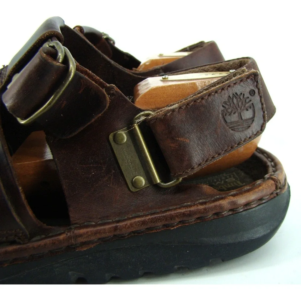 Timberland Smart Comfort Fisherman Mens Size 12M Brown Leather Sandals   DB3